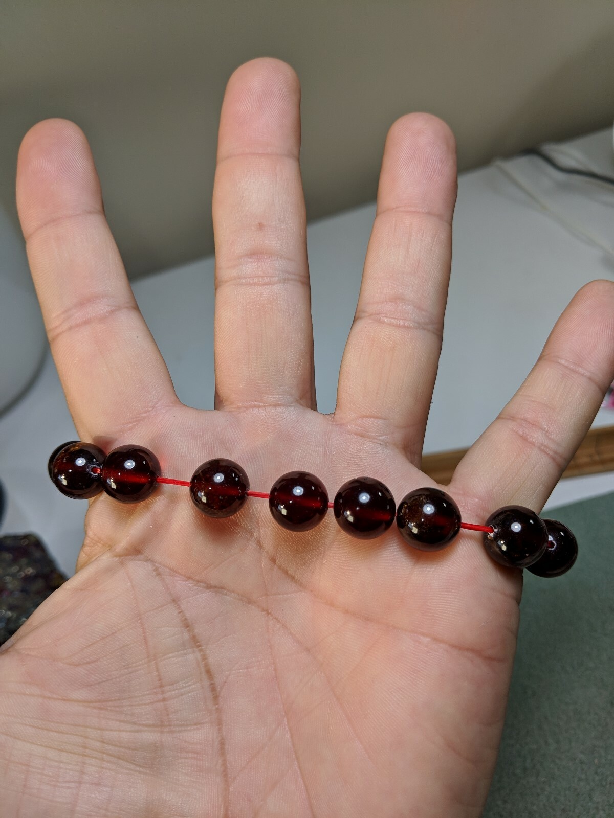 Hessonite GARNET bead bracelet MEN Stretch 12mm 7 7.5 8 8.5 inch