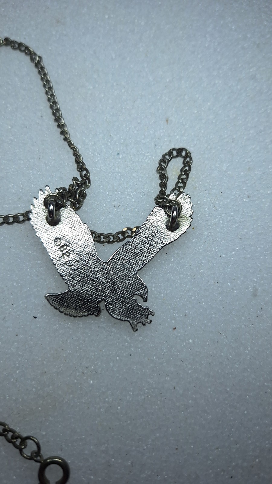 Vintage 825 Flying Eagle Necklace Pendant With Turquoise Inlay Jewelry
