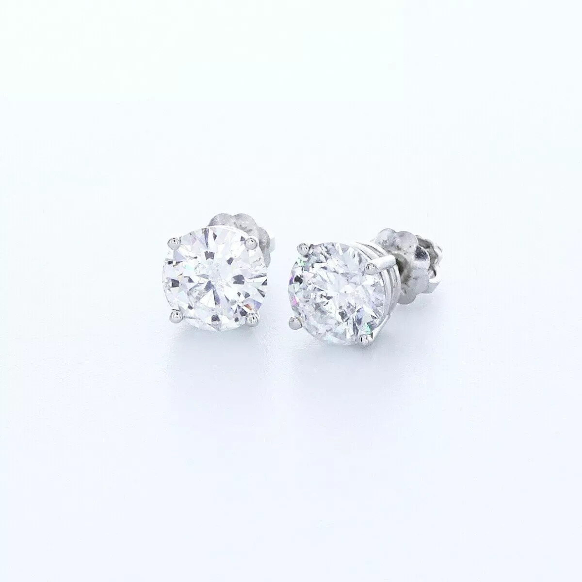 Solid 14K White Gold Stud Earrings Classic 2.75 Carat Round Natural Diamond D I1