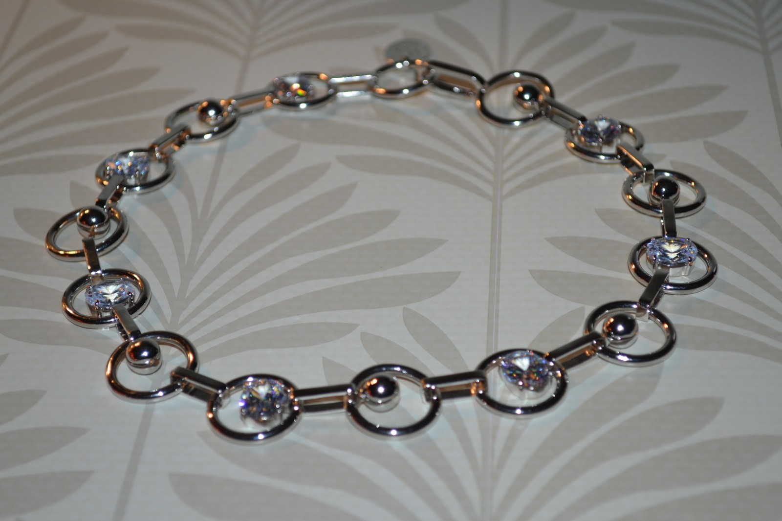 HENRI BENDEL SABRINA GEM COLLAR NECKLACE SILVER