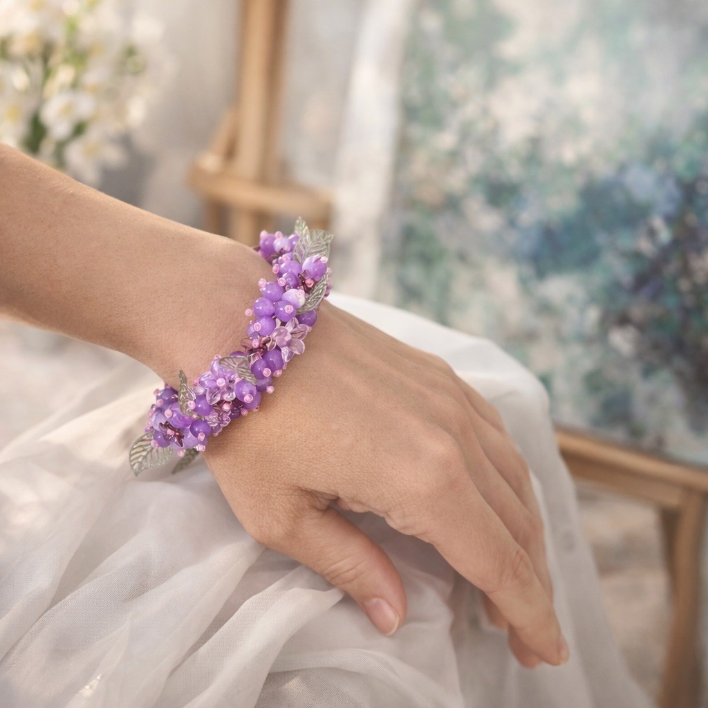Floral Bracelet Stretch Wholesale Lot 6 Purple Pink Red Blue Flower Bracelets