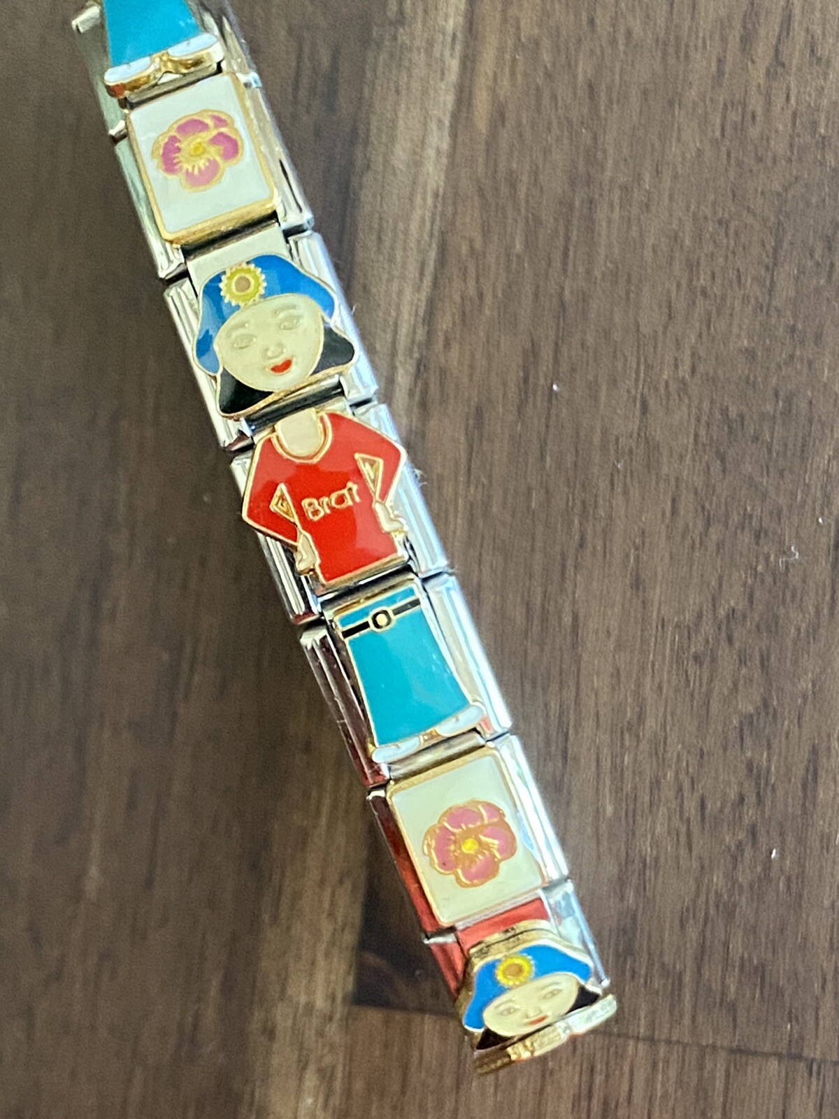 Black Haired Girl With Blue Jeans And Red Top Kids Sz Italian Charm Bracelet New