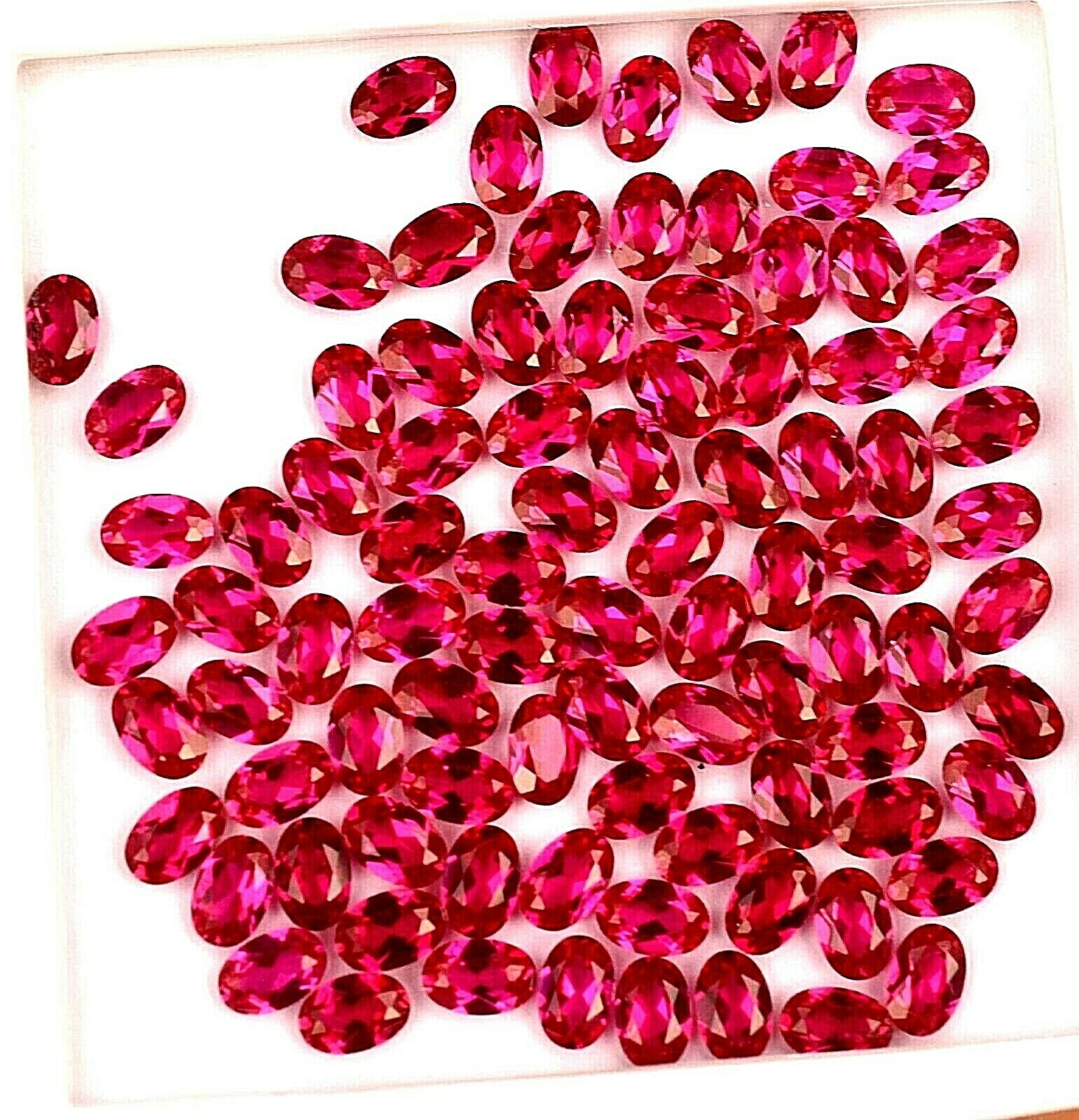 91 Pcs Natural Red Mogok Ruby Oval 6.00 x 4.00 mm Certified Treated Gemstone
