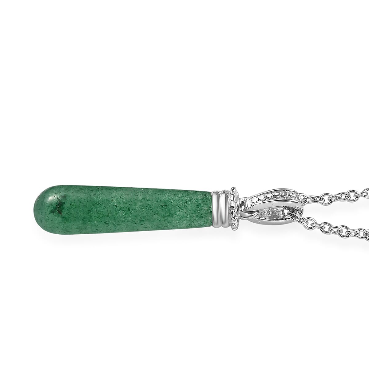 Green Aventurine 6.50 ctw Pendant Necklace in Stainless Steel 20 Inches