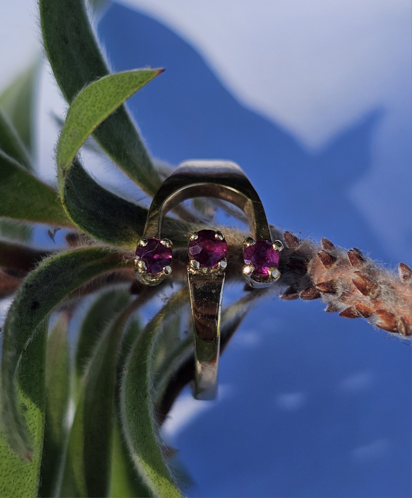 14k Solid Yellow Gold Red Spinel Bypass Gemstone Ring Adjustable 6.25 Size 2.29g