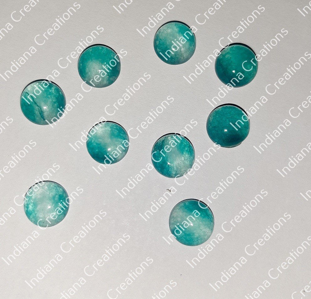 Natural Green White Jade Round Cabochon 6mm To 25mm Loose Gemstone