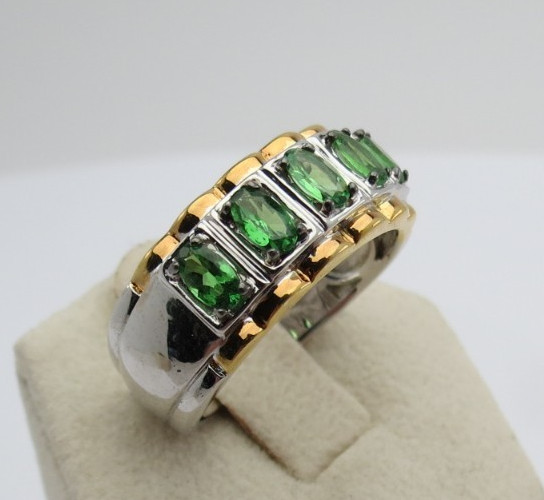 Michael Valitutti Five Stone Chrome Diopside Sterling Silver Palladium Ring S 10