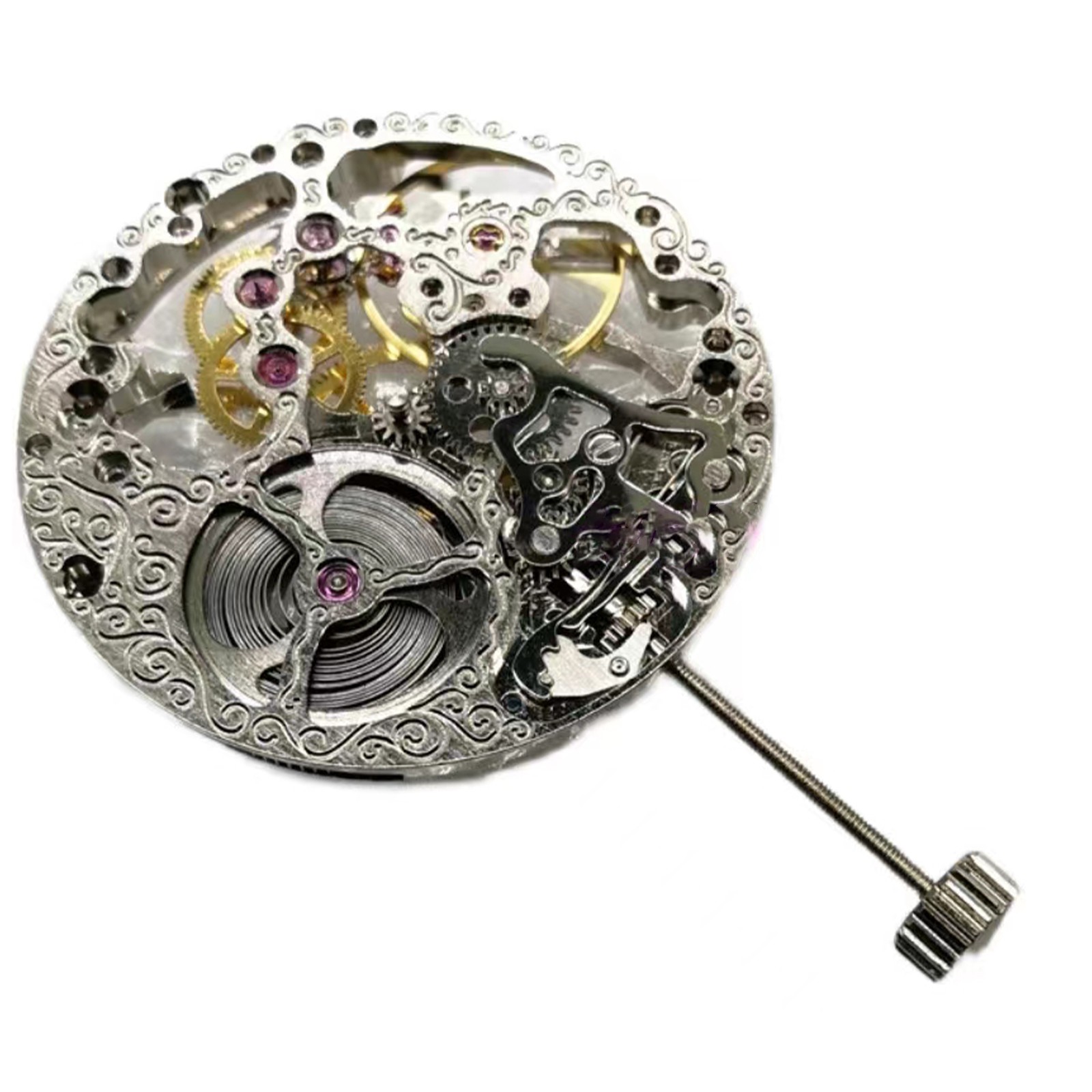 21600bph 27.4mm Skeleton Hand Winding Mechanical Watch Movement For ETA 6498