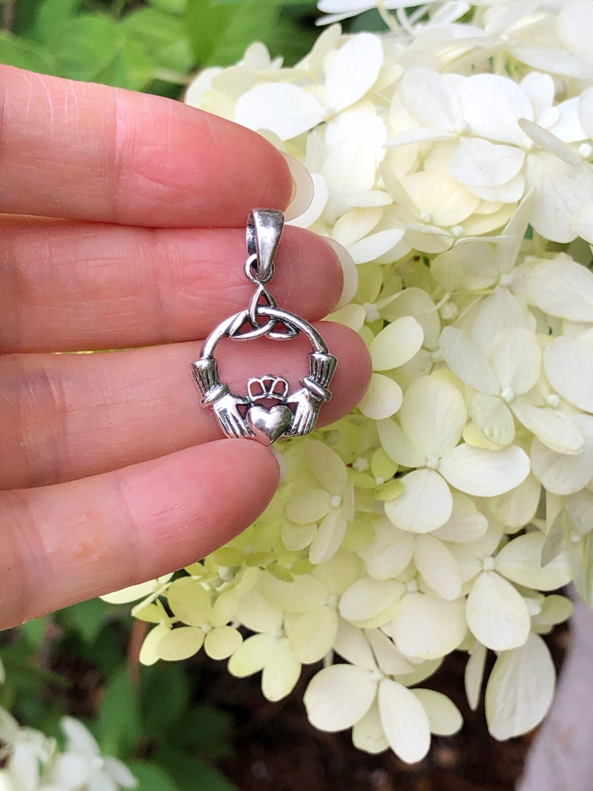 925 Sterling Silver Celtic Claddagh Pendant Men Women 19mm(0.75″)/28mm(1.1″)