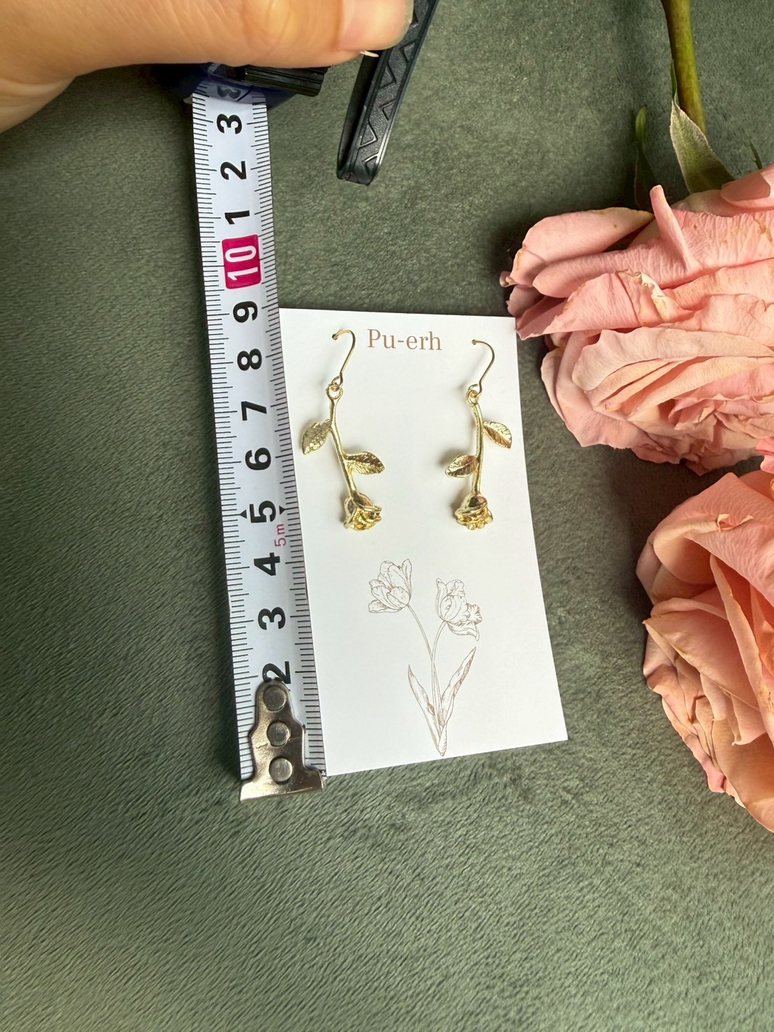 Gold Rose Hook Earrings – Floral Design, Hypoallergenic Stainless Steel 18kgp