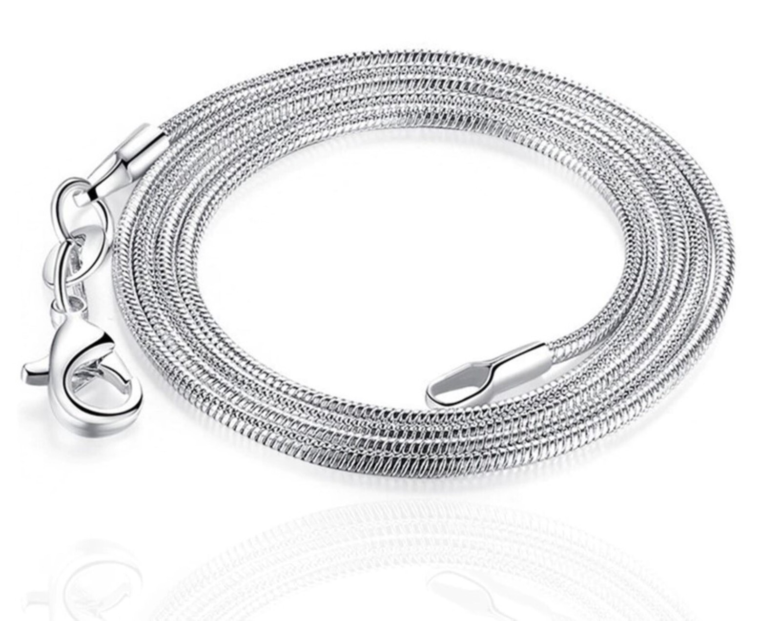 925 Sterling Silver Round 1mm Smooth Thin Snake Chain 18″