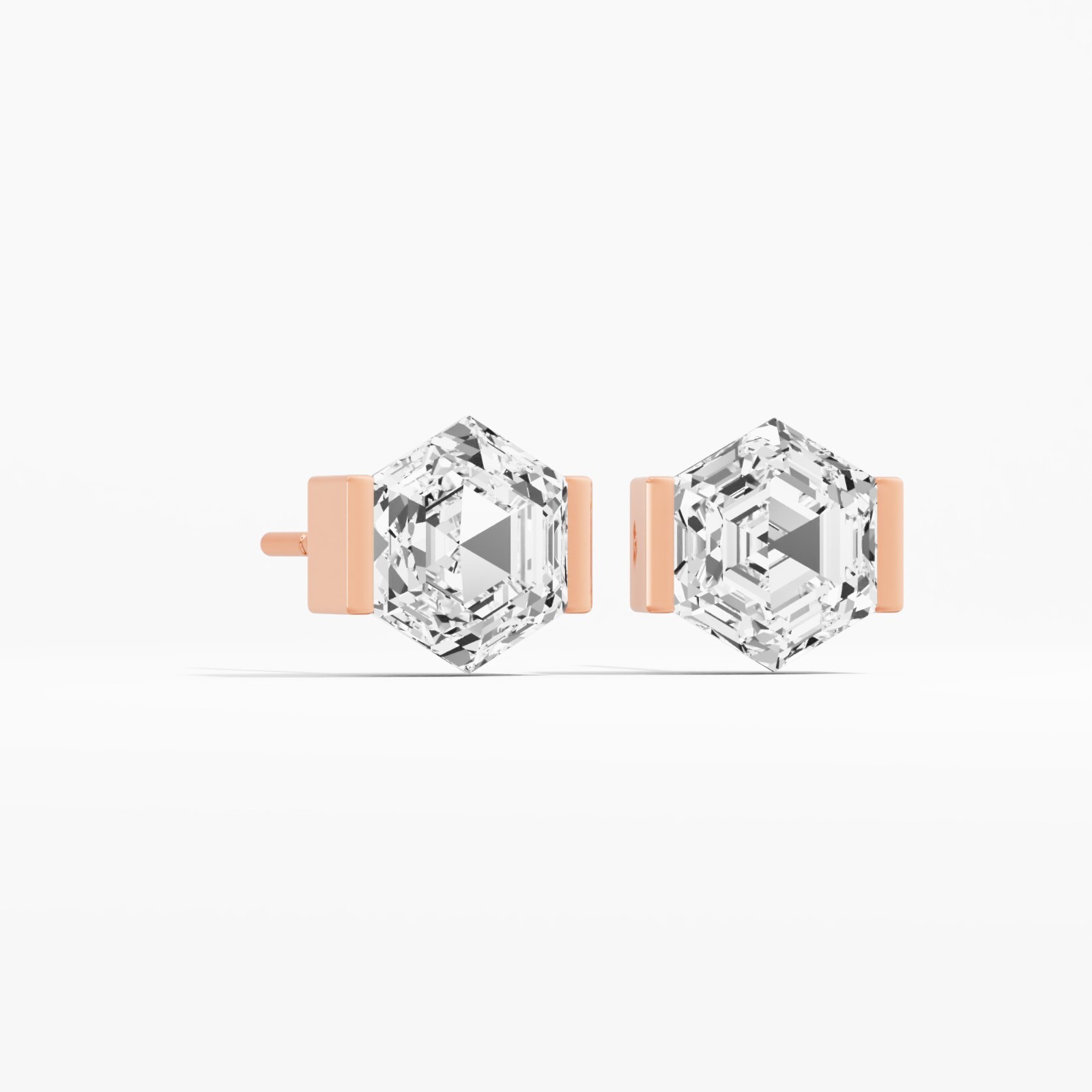 2.00 ct Lab Created Hexagon Diamond Stud Earring in 14K Yellow Gold For Women