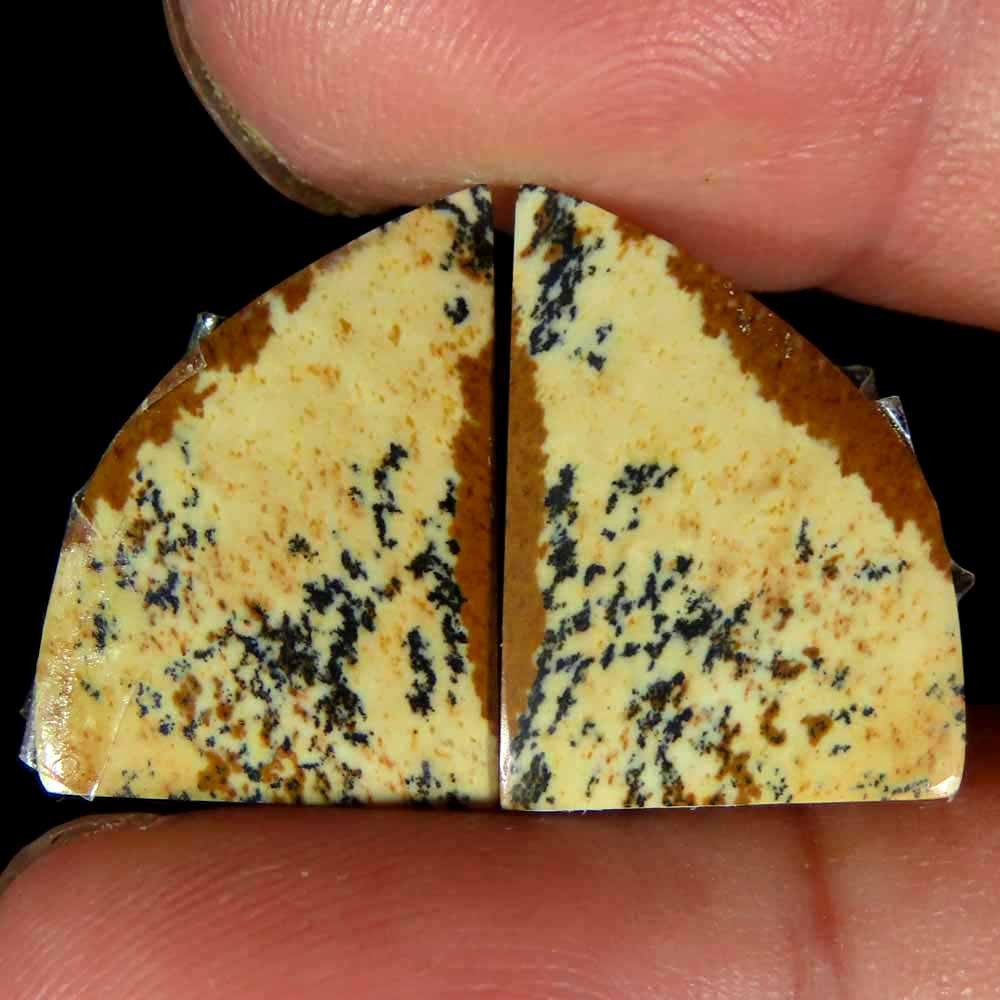 15.85Cts.100% Natural Designer Picture Jasper Fancy 12x17x4mm cab Pair Gemstone