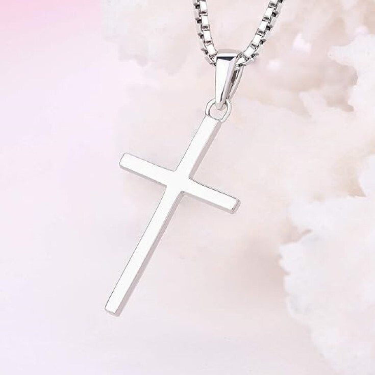 925 Sterling Silver Cross Pendant Necklace Box Chain Necklace 16″-30″ Italy