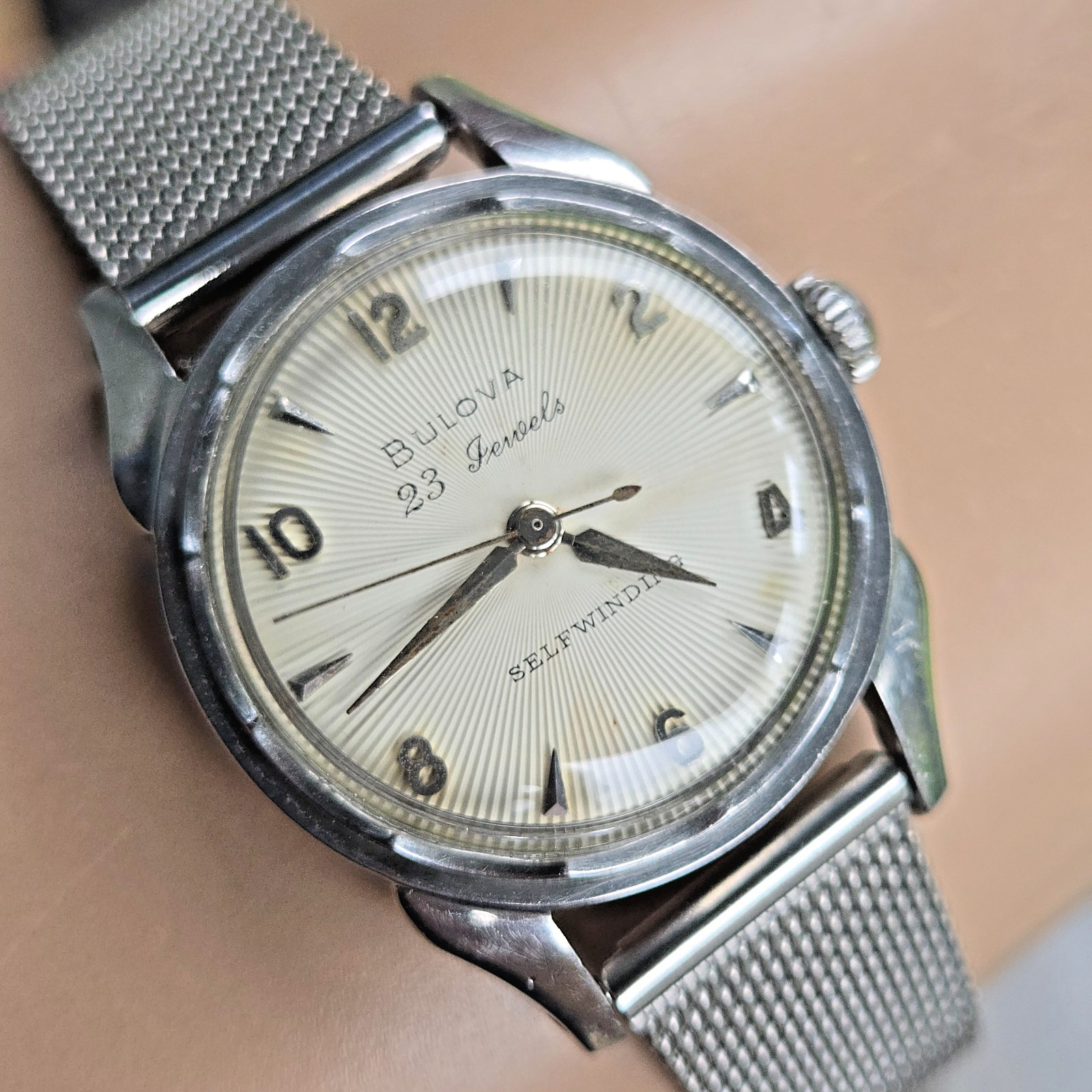Vintage Bulova 23 “A” Men’s automatic watch sunburst dial 10BPAC USA 1959