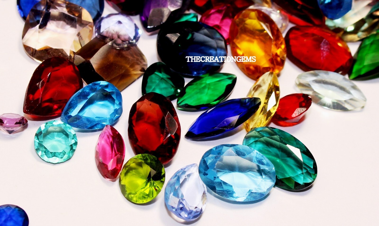 Lab created Mixed Semi-precious Gemstones Lot with multiple shapes sizes n Color