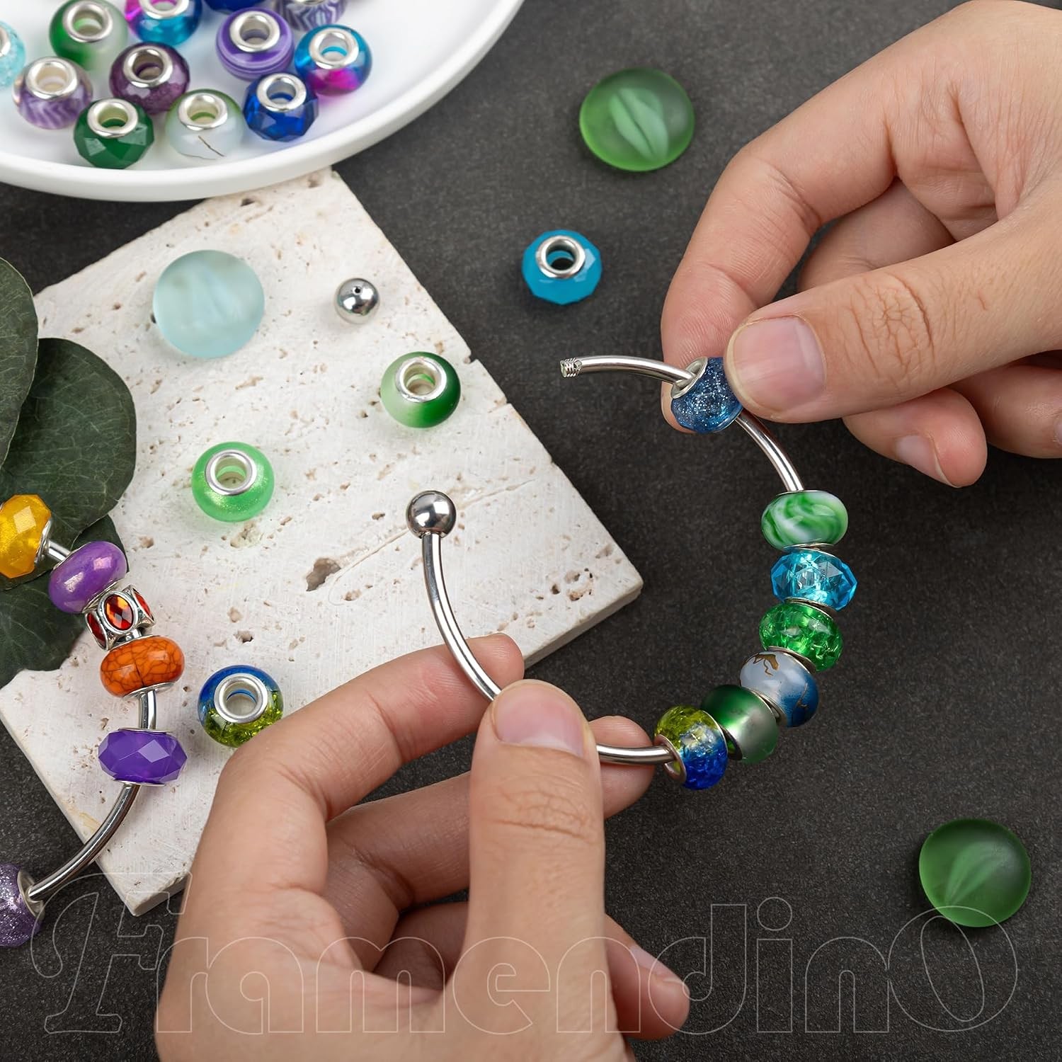Framendino, Ball Opening Adjustable Wire Blank Beadable Bracelet Expandable Cuff