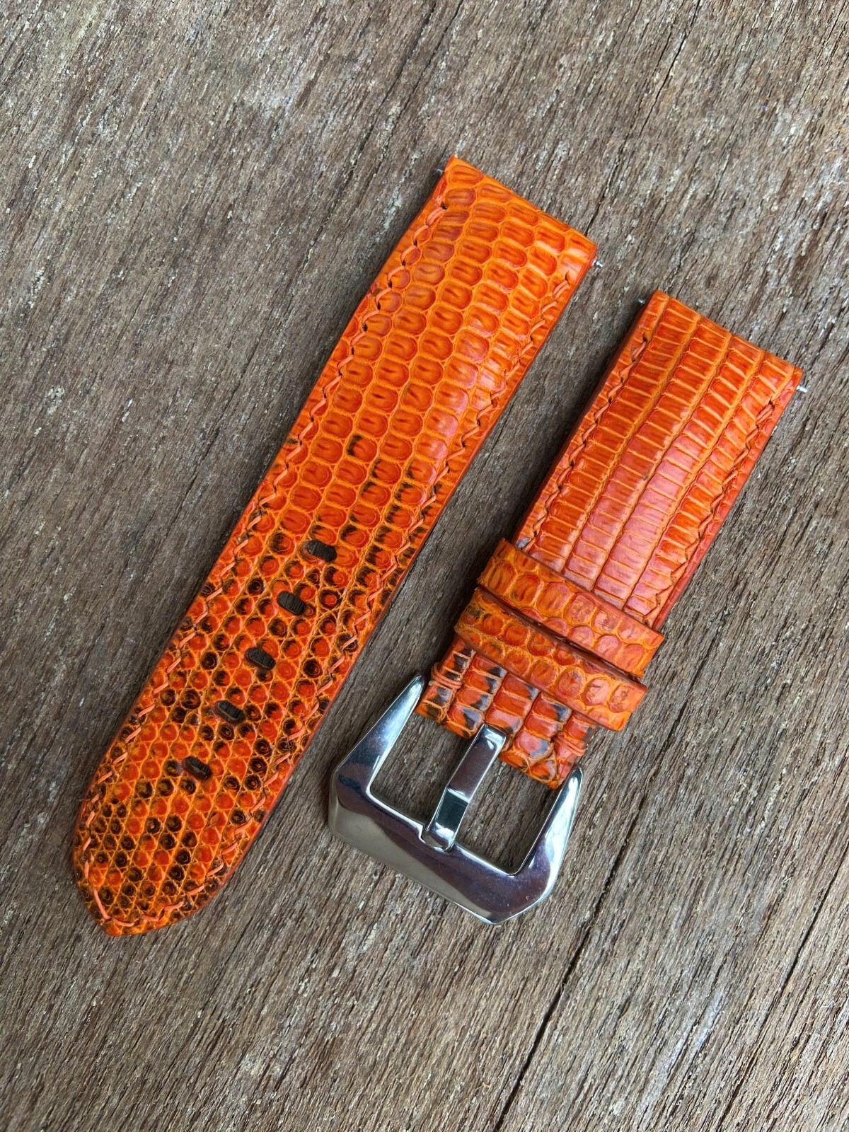 Orange Lizard Leather Watch Strap Band, Size 16mm 18mm 20mm 21mm 22mm 24mm 26mm