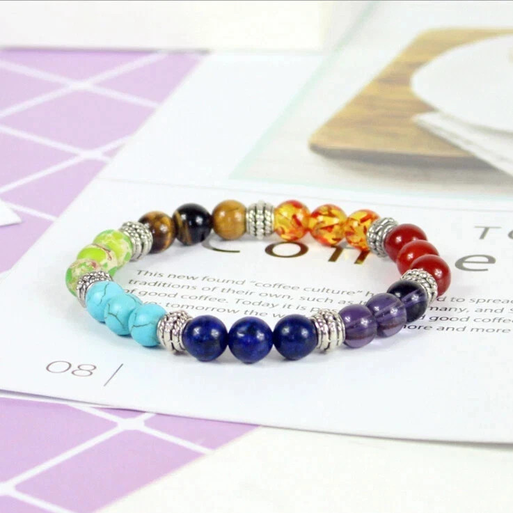 7 Chakra Natural Stone Reiki Energy Healing Women Men Charm Bracelets Jewelry