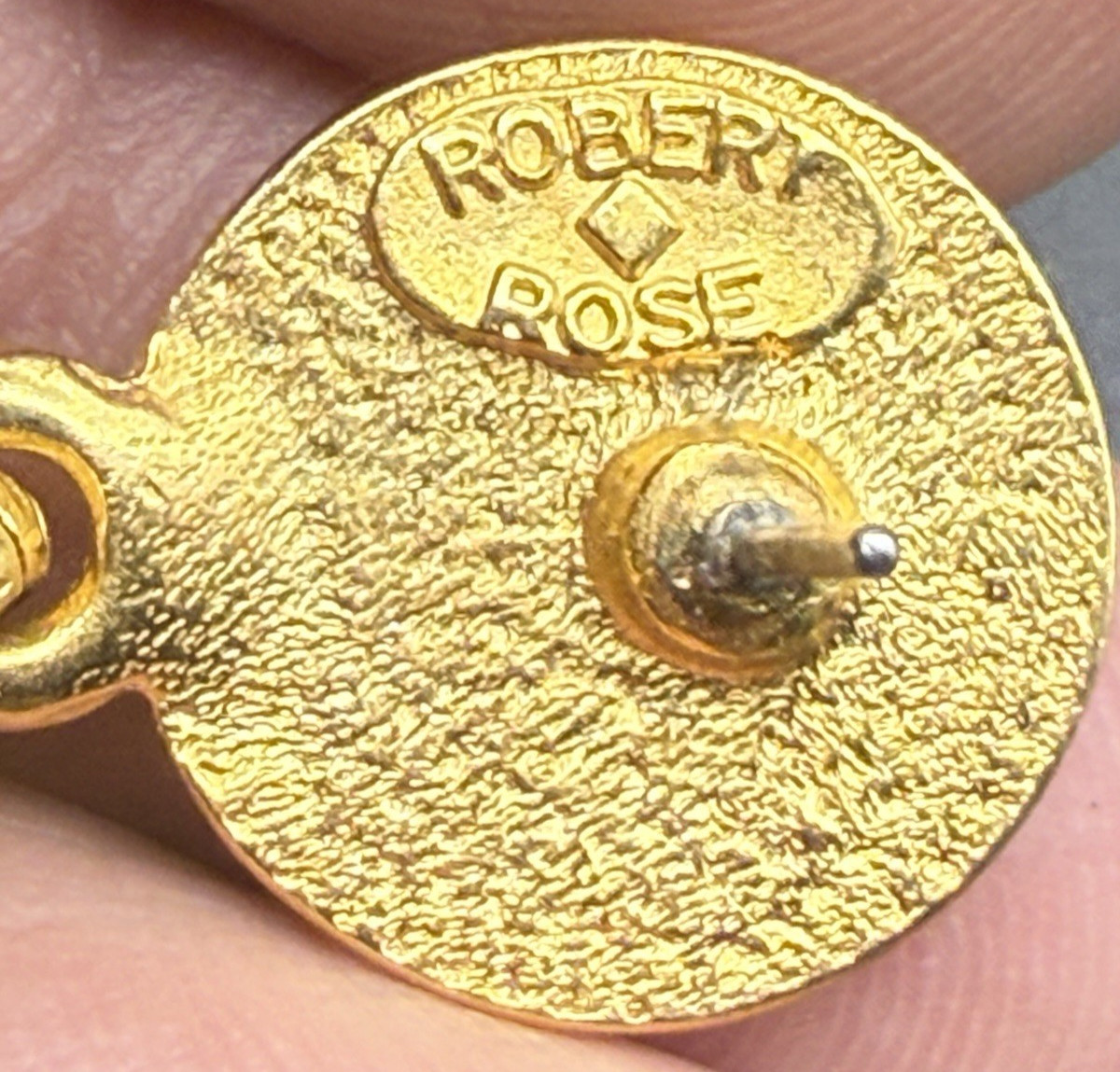 Robert Rose Roman Coin Dangle drop earrings pierced faces gold tone Vintage