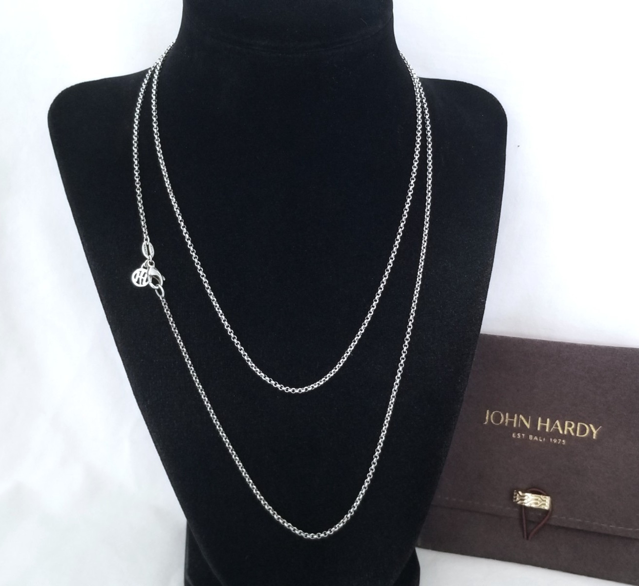 JOHN HARDY – Sterling Silver Rolo Chain Link Necklace – 36″ length – Stunning!