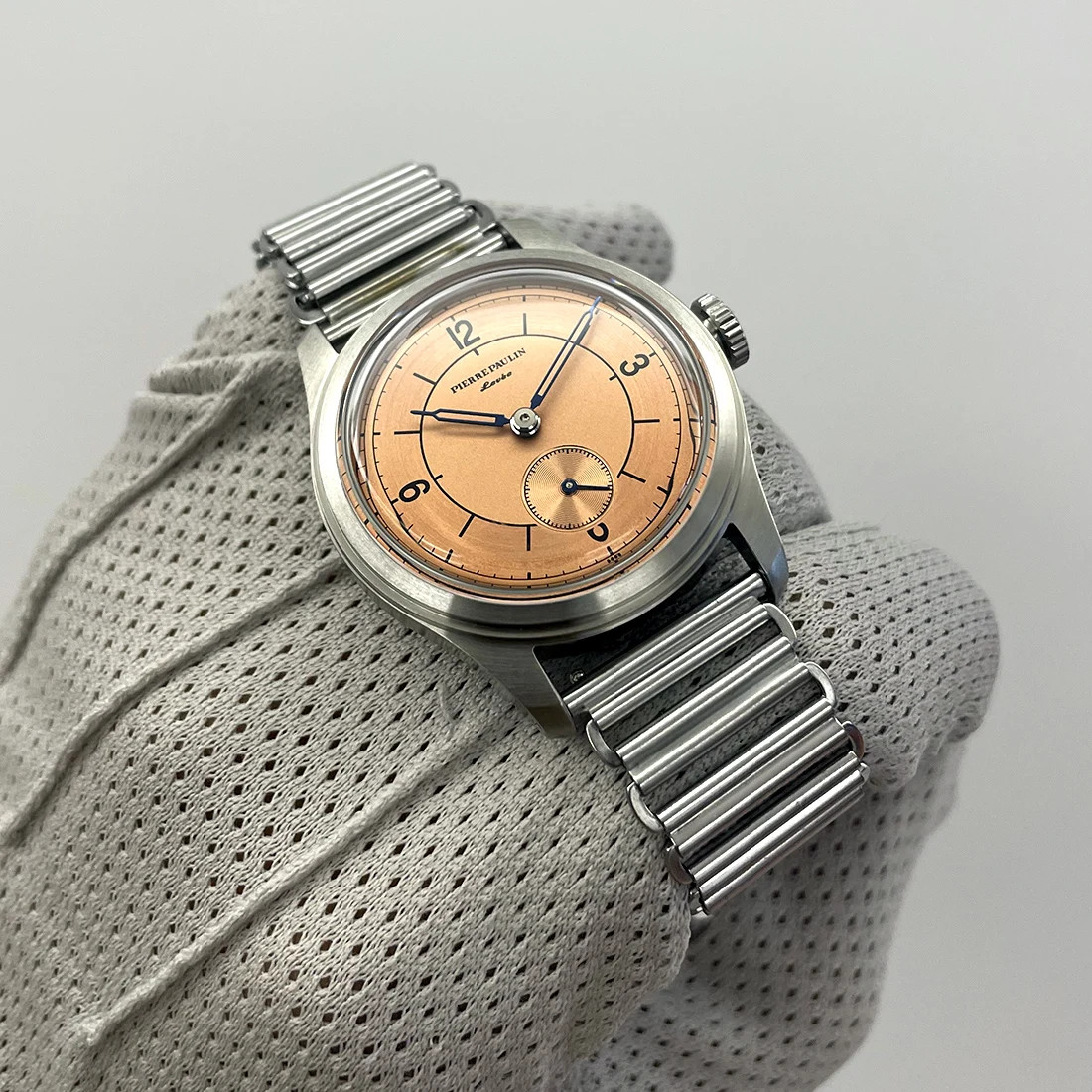 MERKUR Vintage Salmon Dial Watch 38mm Mechanical Hand Wind 50m Dive Watch