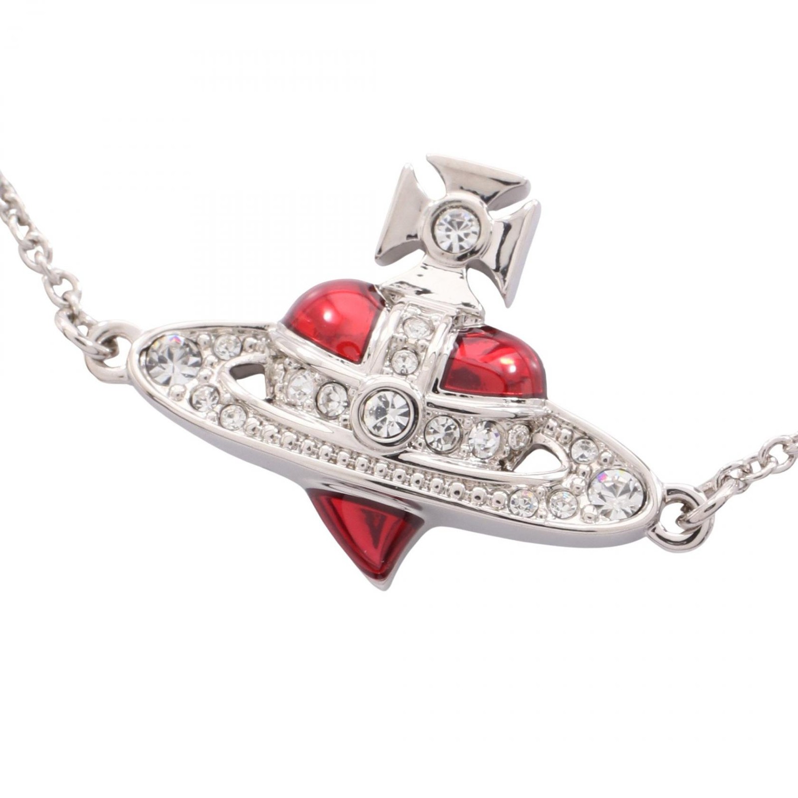 Vivienne Westwood NEW DIAMANTE HEART Bracelet Stainless Steel Rhinestone Red NEW