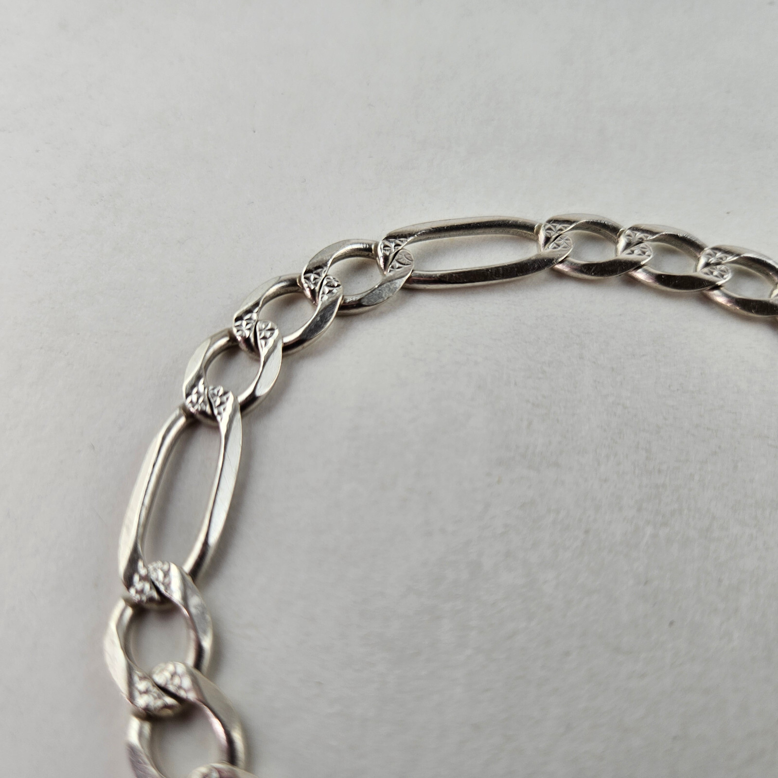 Sterling Silver Cuban Link Tennis Bracelet 16.6g 9 in [8212]