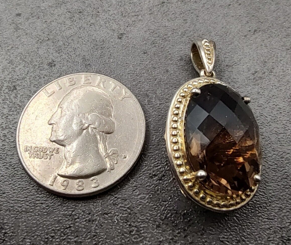 Michelle Albala Sterling Silver Smoky Quartz & Diamond Rev Pendant & Earrings