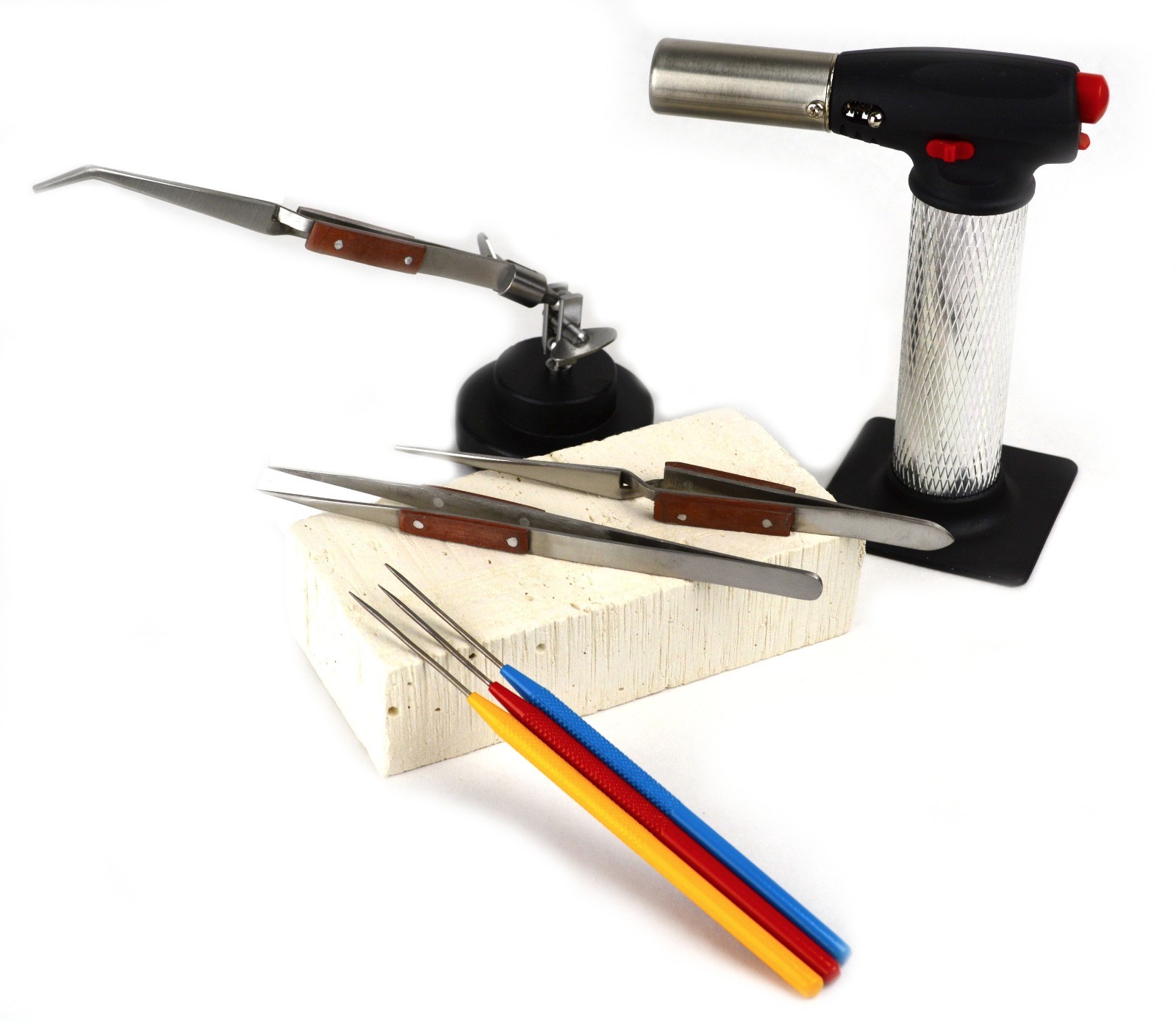 JEWELRY SOLDERING TOOL KIT MAGNESIA BLOCK FIBER TWEEZERS JEWELERS TORCH PICKS