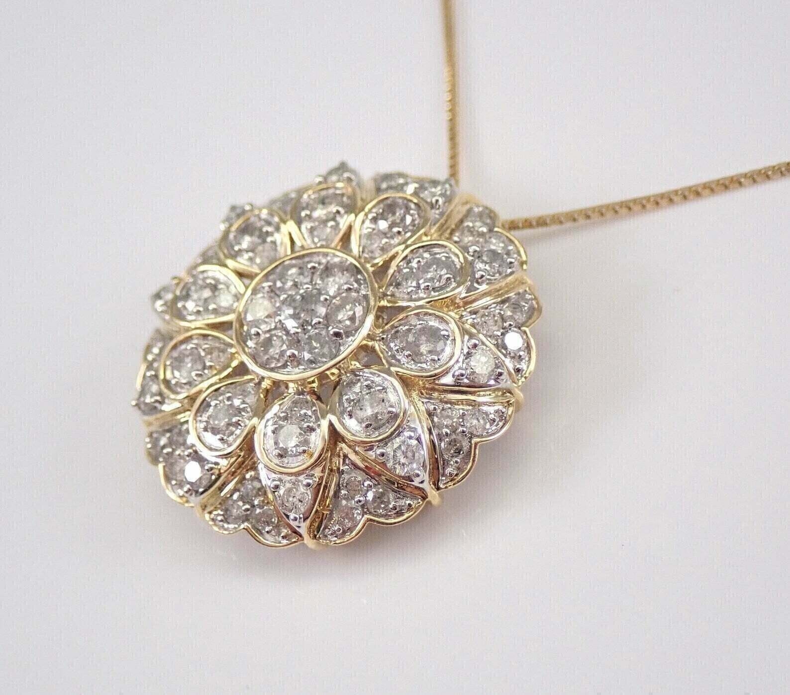 2.30Ct Round Cut Simulated Diamond Pretty Cluster Pendant 14K Yellow Gold Plated