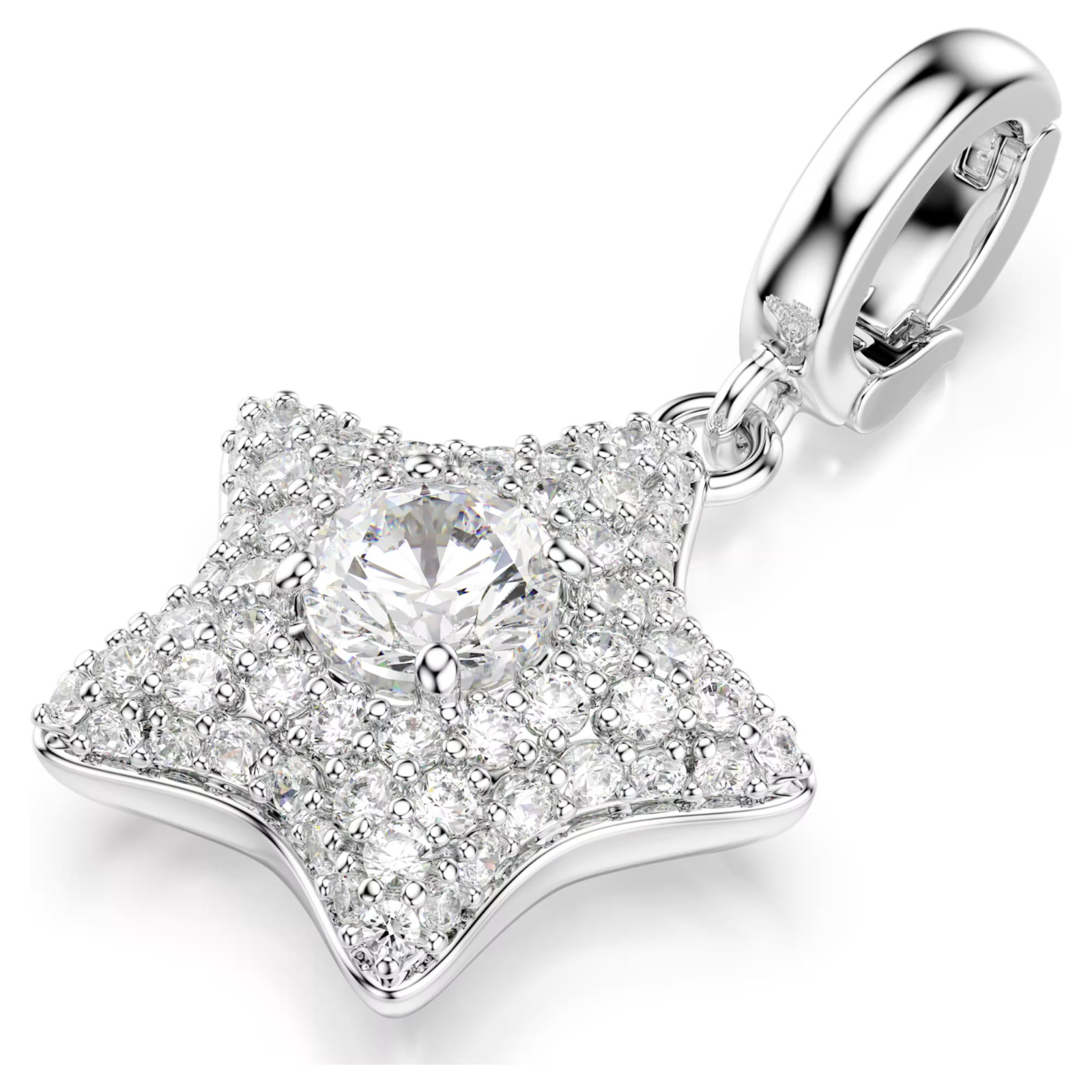 Swarovski Sublima charm Round cut, Star, White, Rhodium plated 5760562