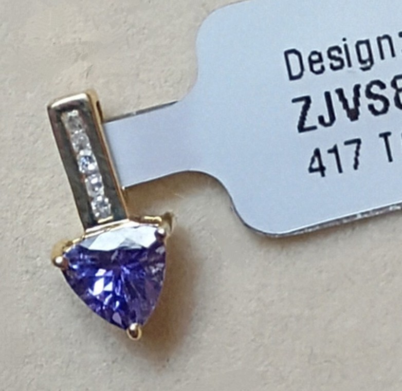 Jacque Christie Tanzanite & Diamond Triangle Pendant 10K Gold 0.82ctw ZJVS80