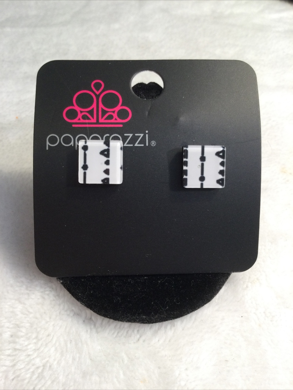 Kids & Adults Black/White Geometric Designs On Squares 5pc Earring Set Paparazzi