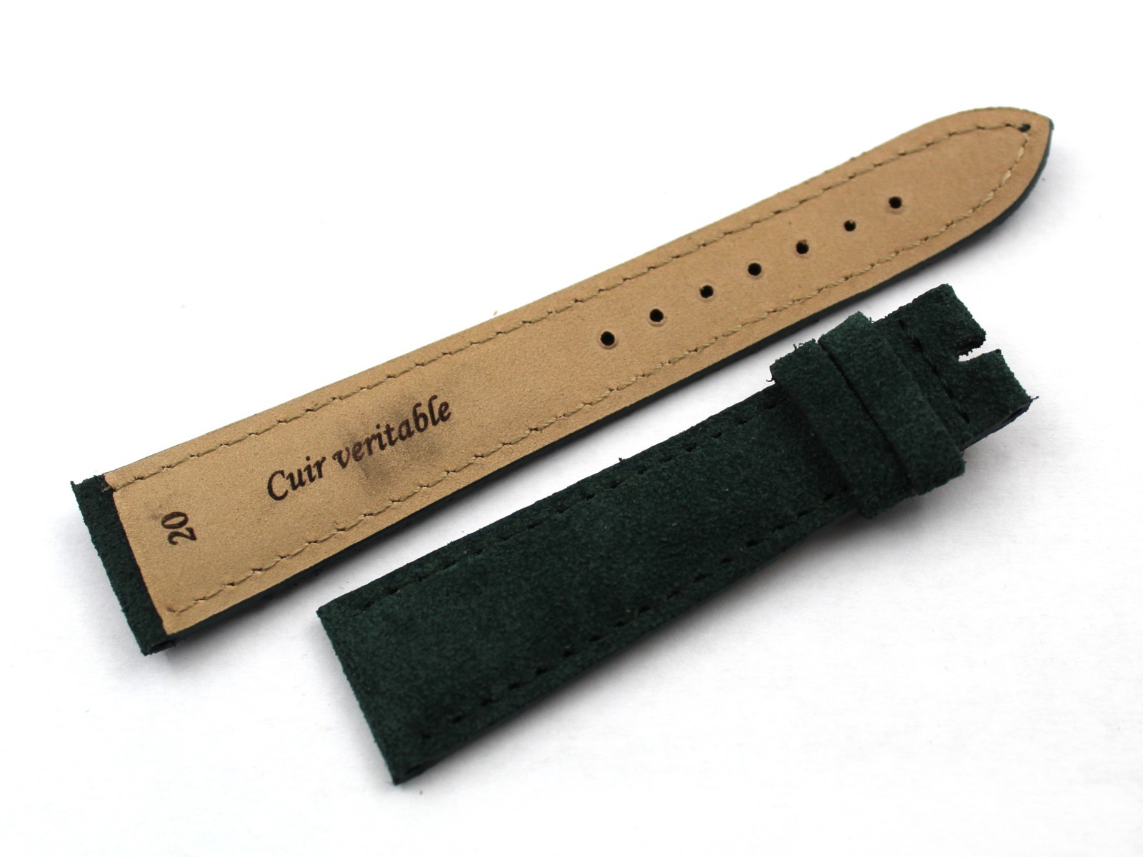 Watch Band Genuine Leather Suede Dark Green Handmade Casual Various Sizes