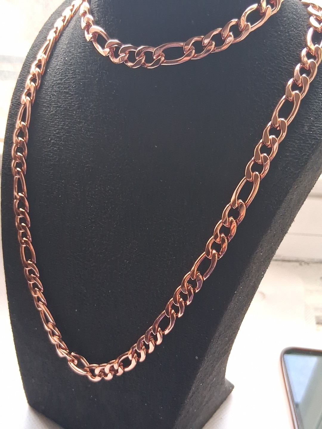 Curb Chain Choker Necklace 20-22 inches And Bracelet Set 7.50-9.0in) In lON