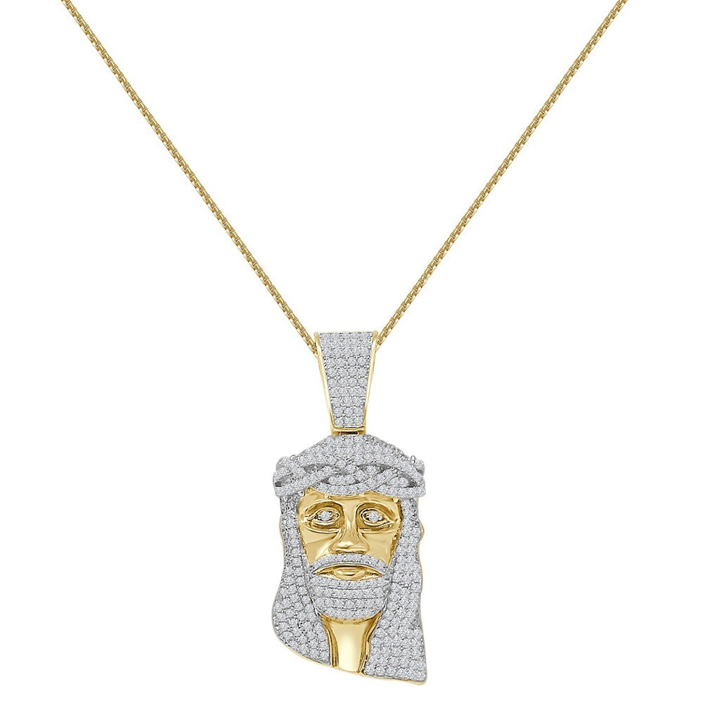 VVS1/D Genuine Italian .925 Silver Jesus Face Piece Pendant Charm Free Neckless