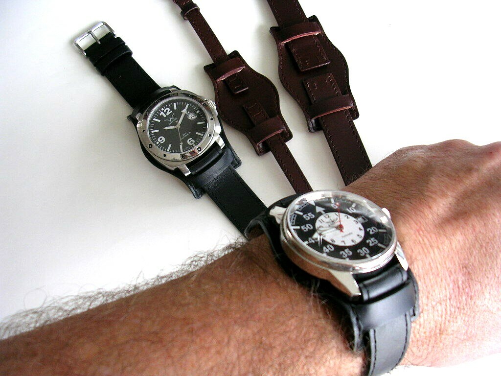 Bund Open End Leather watchband Military strap IW SUISSE 10 12 14 16 18 19 20 22