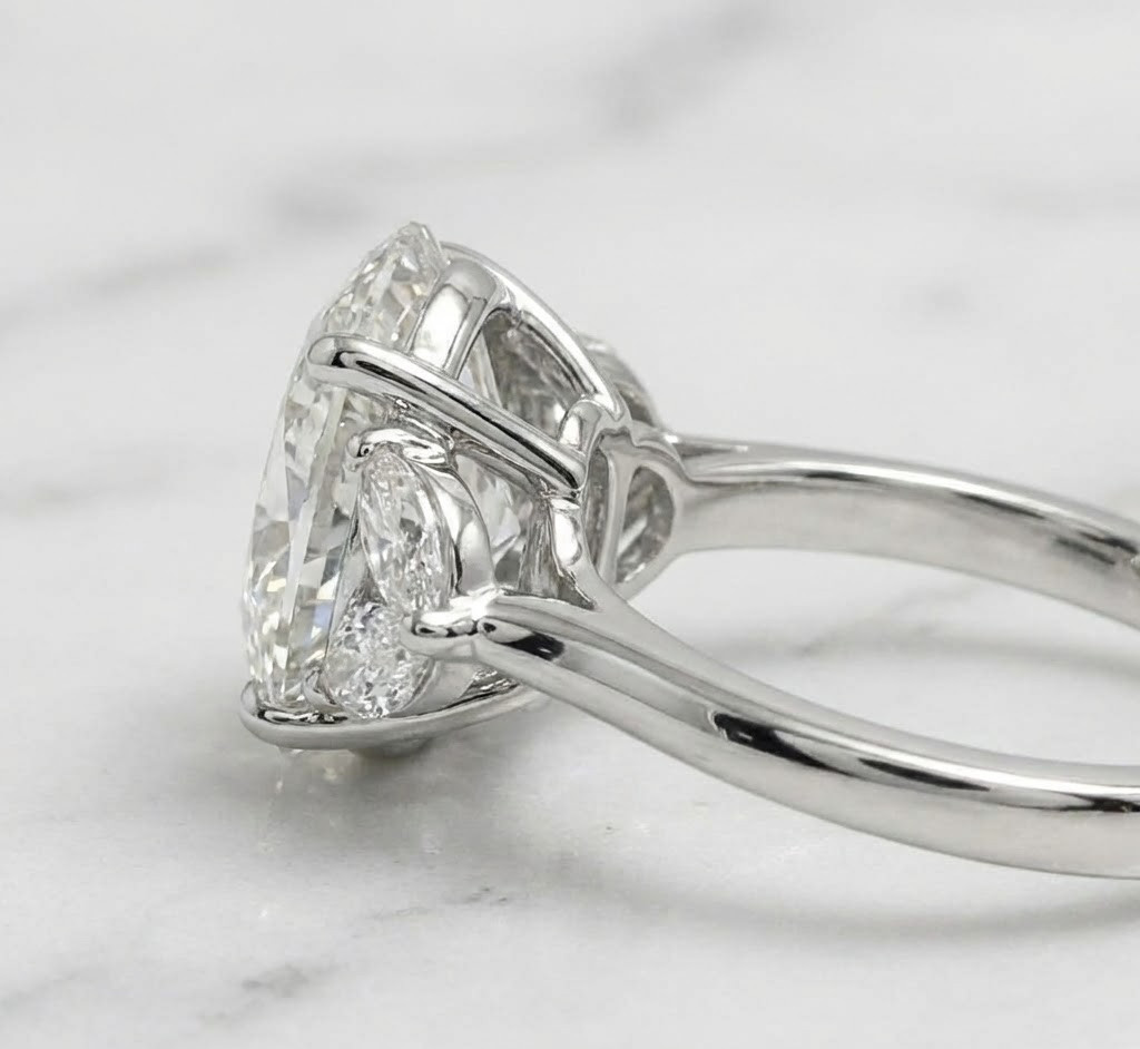2Ct Oval E-F VS1 Lab Grown Diamond Five Stone Engagement Ring IGI 14K White Gold