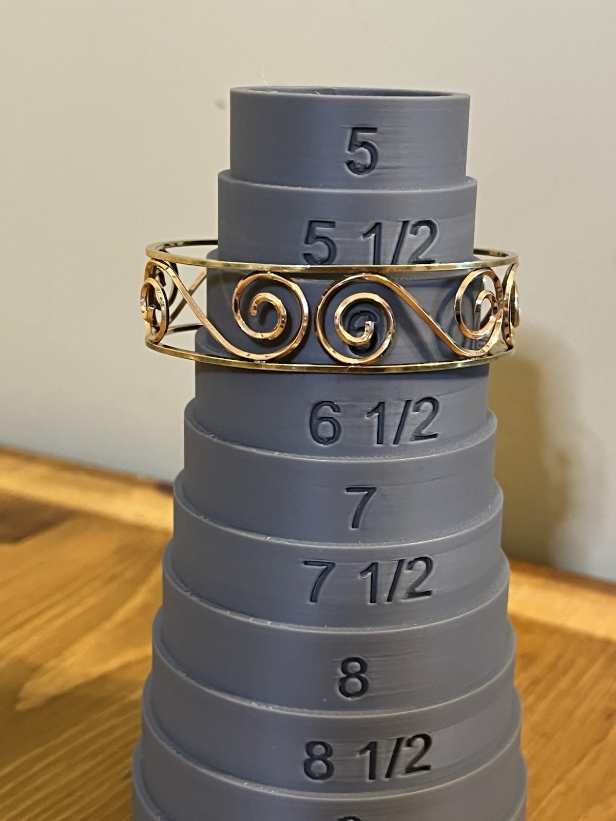 Krementz scroll work cuff spiral design on gold tone open back 6” 1950-60s