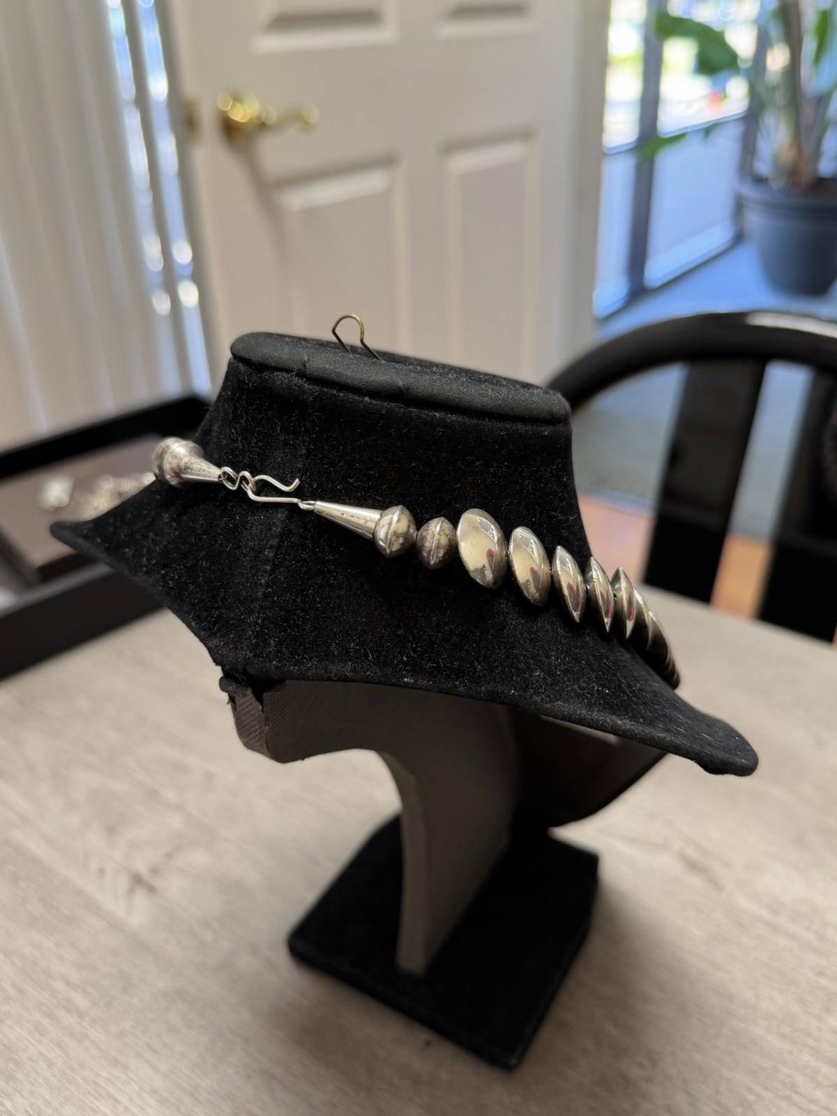 Vintage Navajo Indian Sterling Silver Floral Necklace Not Signed 925 Squash 88G