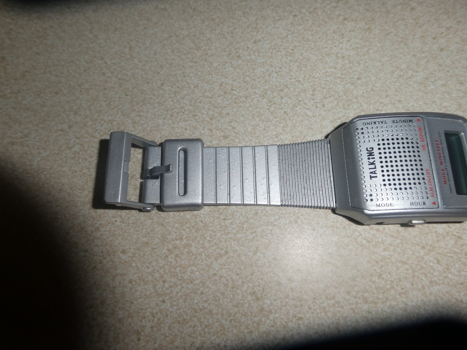 VINTAGE Bell + Howell Talking Voice Response LCD Alarm Wristwatch Silvertone