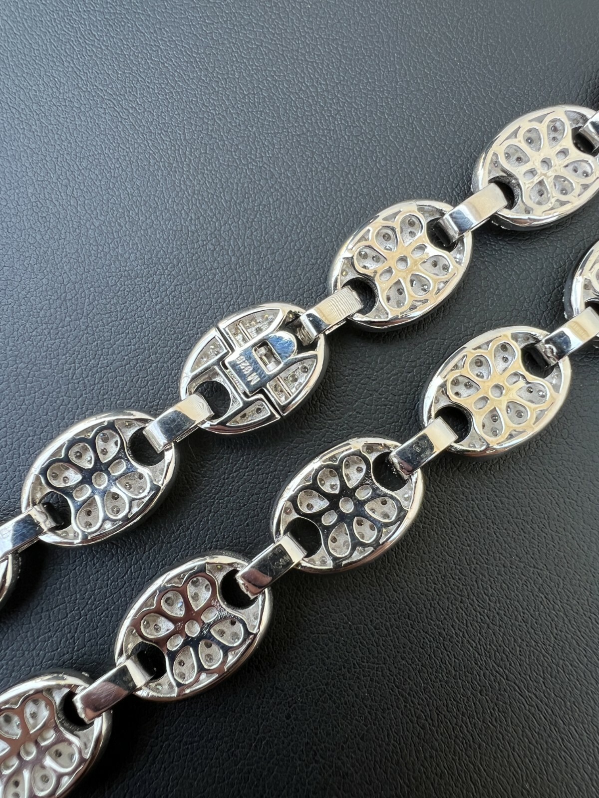 ICED Moissanite Puff Gucci Link Chain 12mm Hip Hop 925 Silver Passes Tester