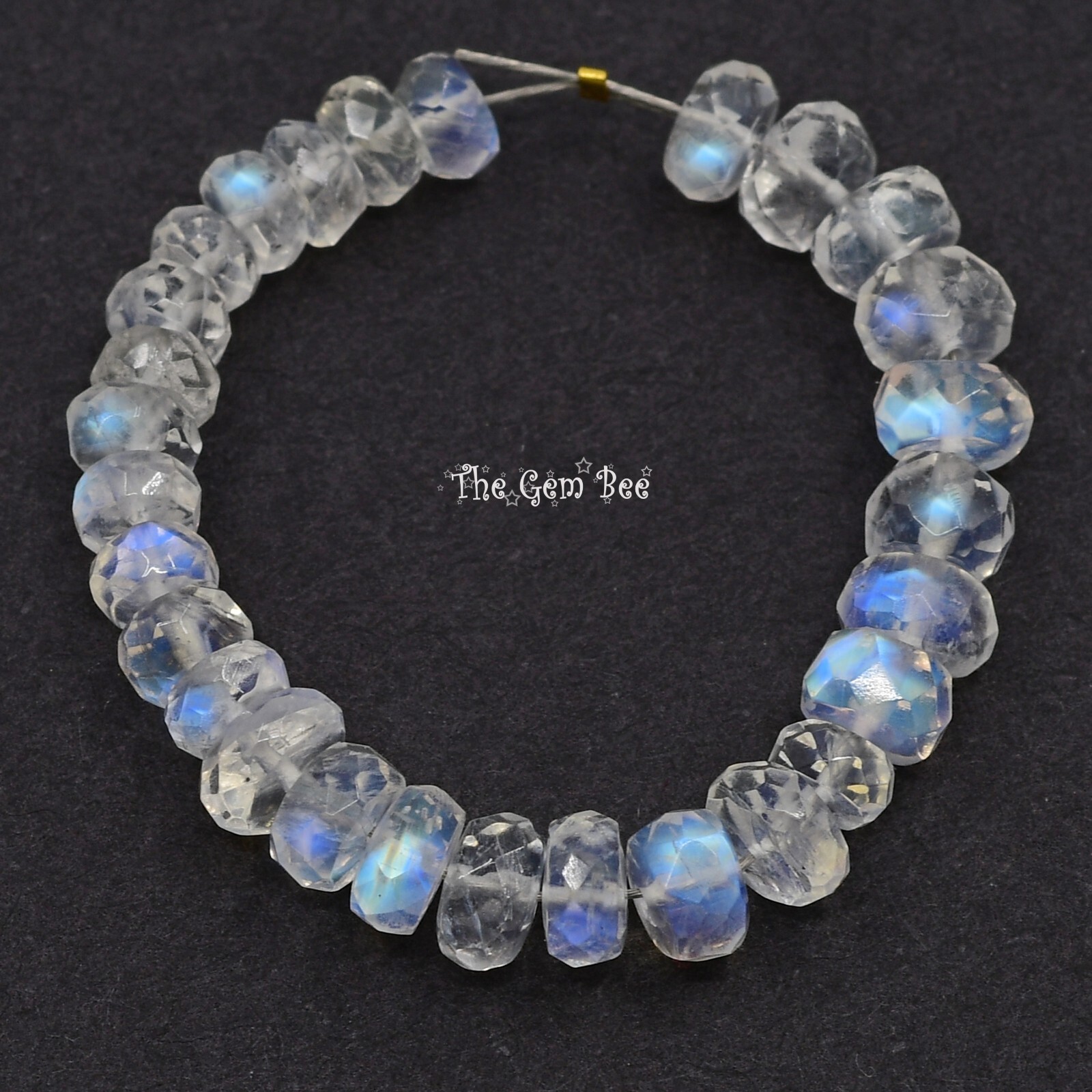 4.5mm Rainbow Moonstone Faceted Rondelle Beads 3″ Strand
