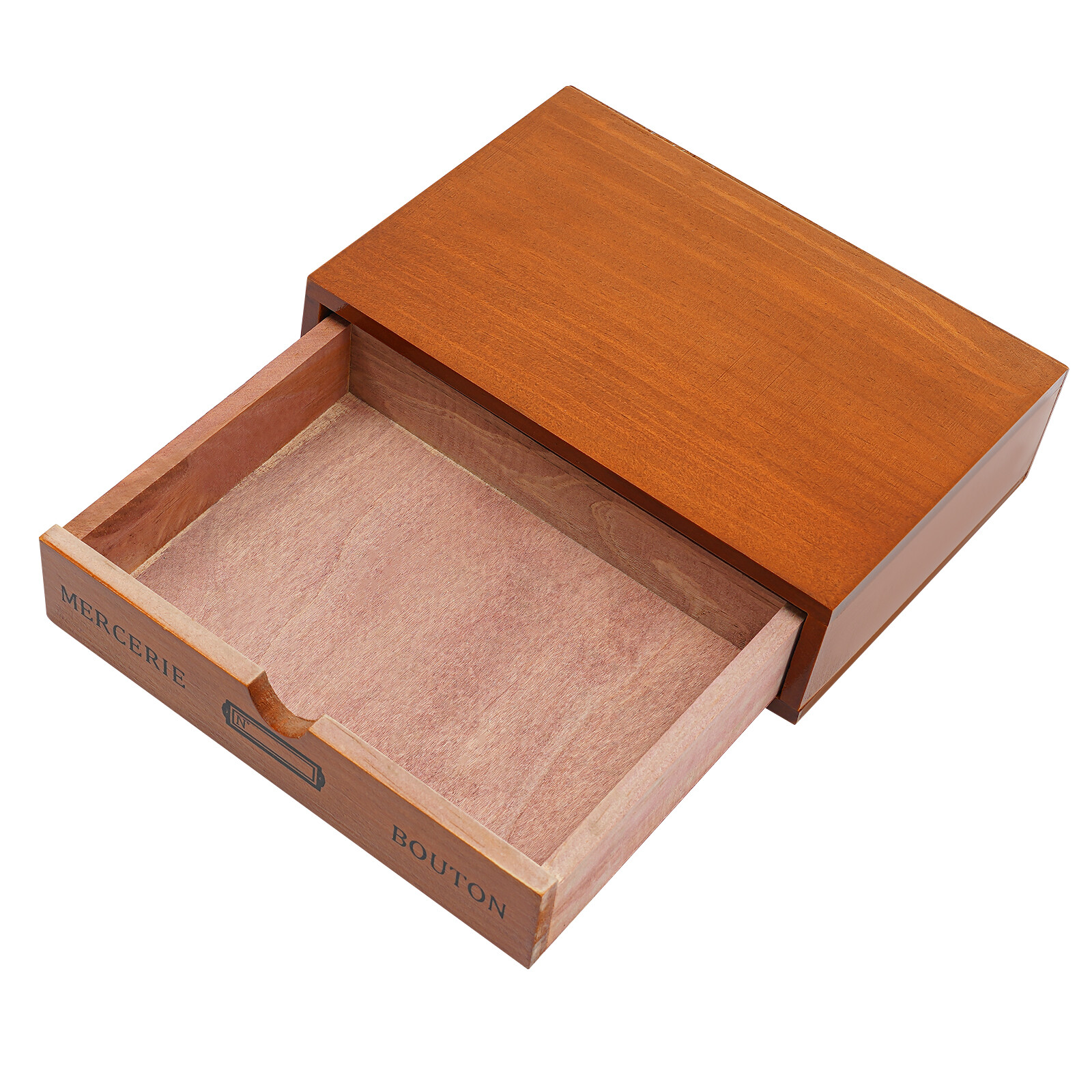 Single-Drawer Storage Box Table-Top Holder Case Wooden Desktop Jewelry Organizer