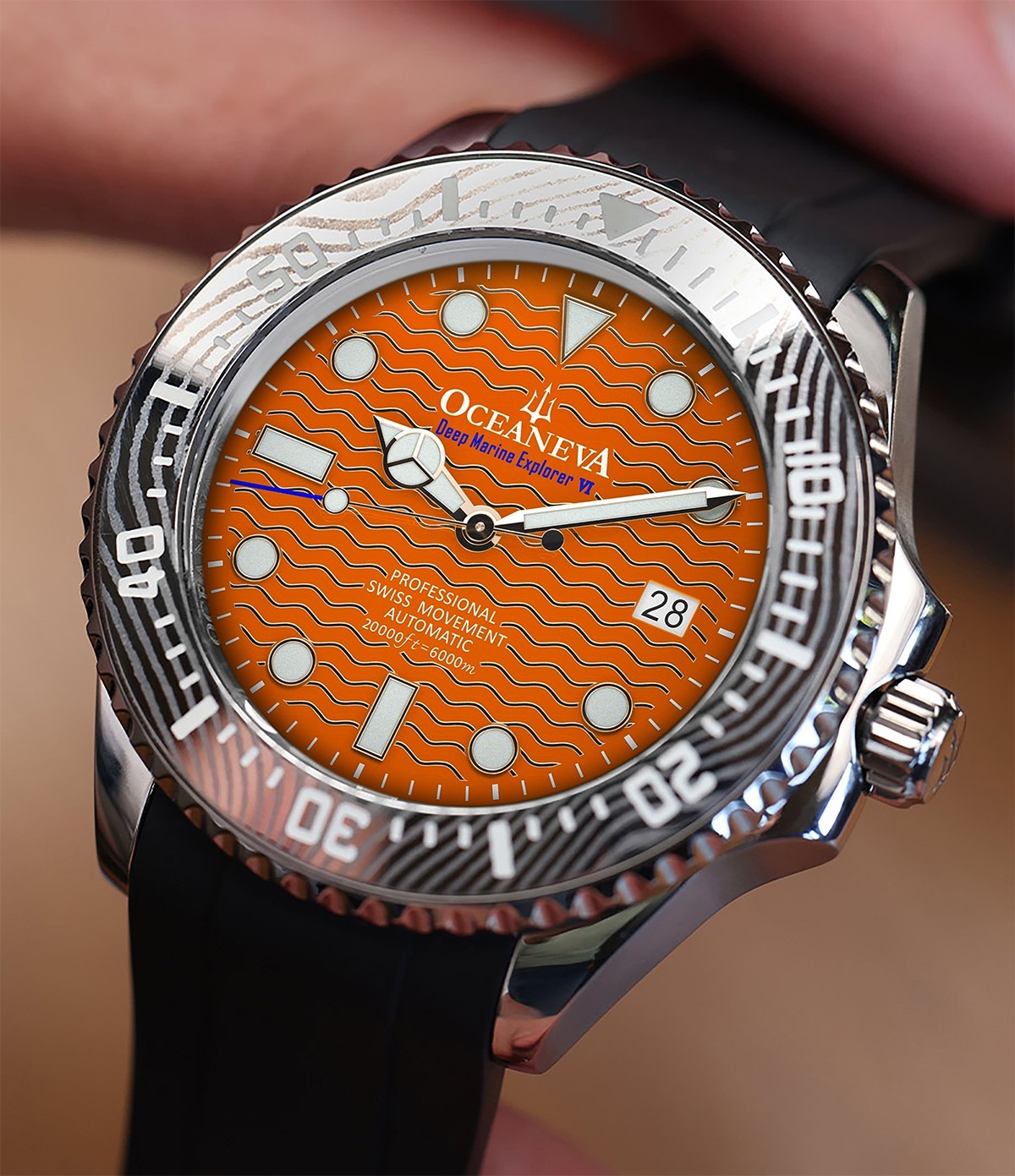 Oceaneva 6000m Grade 5 Titanium AUTOMATIC Watch SWISS MOVEMENT Orange