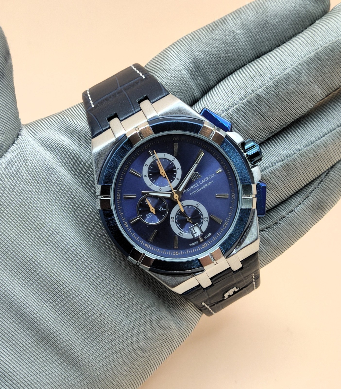 Premium Maurice Lacroix Date Indicator Blue Dial Refurbished Men’s Wrist Watch