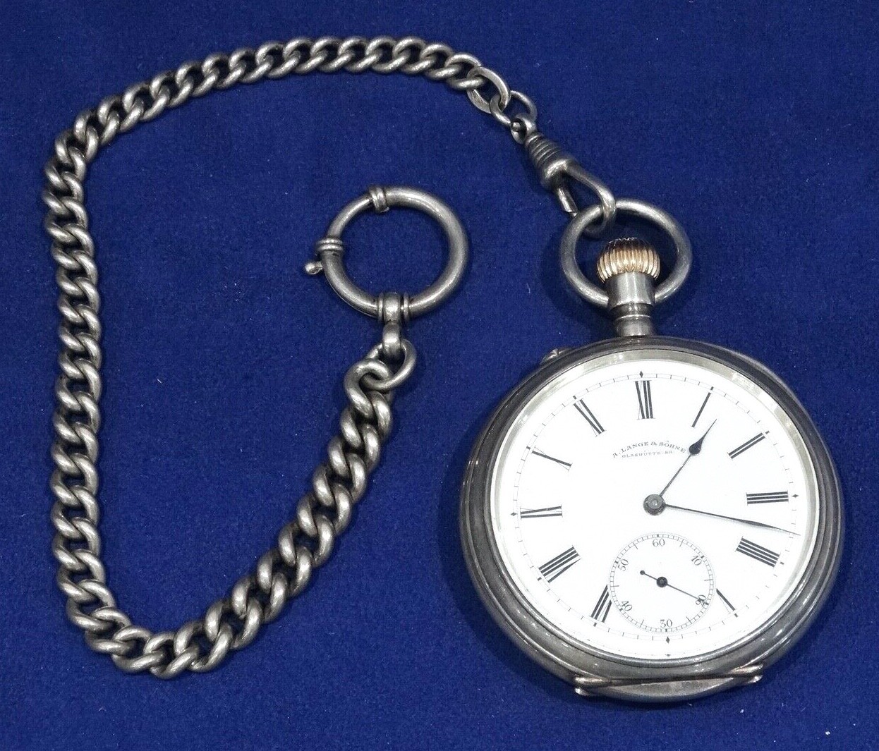 1910 A. LANGE & SOHNE GLASHUTTE POCKET SILVER & GOLD POCKET WATCH