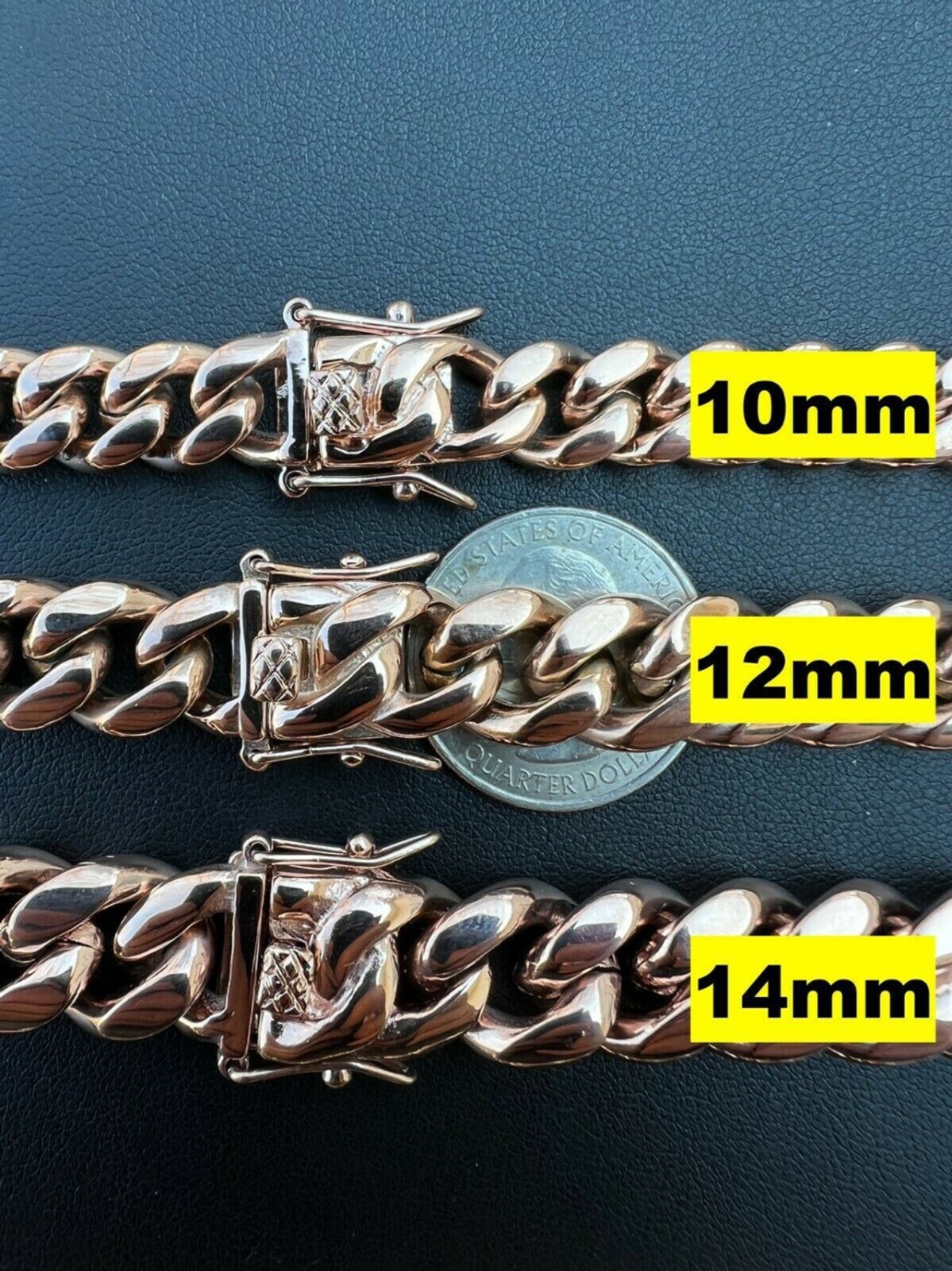 Miami Cuban Link Bracelet 14k Yellow Gold Plated Stainless Steel 4-18mm