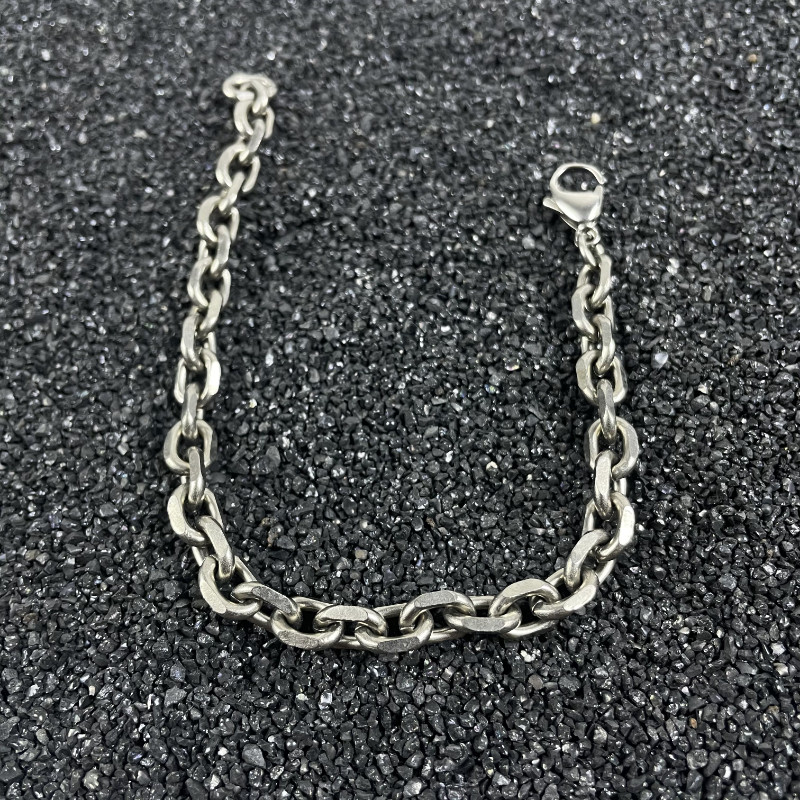 New TA1 Pure Titanium Angle Chain Bracelet 7mm Wide Anti Allergic Length Fashion